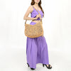 LC-ADBGZ795 Hand-Tooled Western Leather Hobo Bag - Floral Carving with Braided Strap