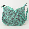 LC-ADBGZ795 Hand-Tooled Western Leather Hobo Bag - Floral Carving with Braided Strap