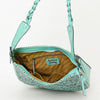LC-ADBGZ795 Hand-Tooled Western Leather Hobo Bag - Floral Carving with Braided Strap