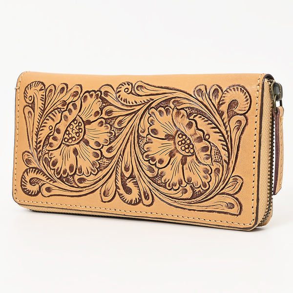 ADBGZ798 Hand-Tooled Genuine Leather Western Organiser - Floral Carving