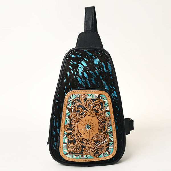 ADBG1146 American Darling Floral Hand Tooled Bag -Hair on Cowhide Sling