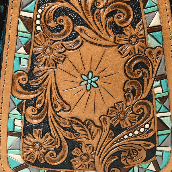 ADBG1146 American Darling Floral Hand Tooled Bag -Hair on Cowhide Sling