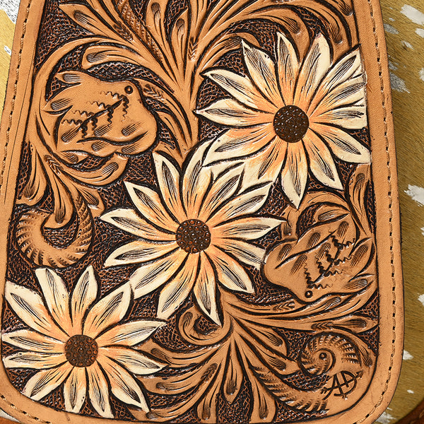 ADBG1146 American Darling Floral Hand Tooled Bag -Hair on Cowhide Sling