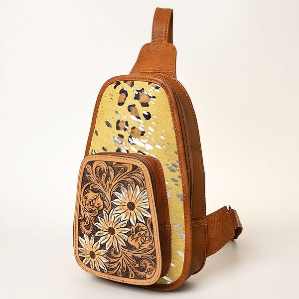 ADBG1146 American Darling Floral Hand Tooled Bag -Hair on Cowhide Sling