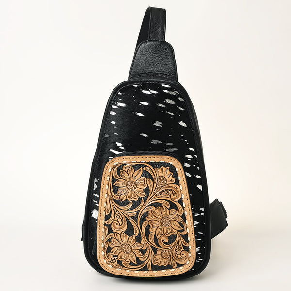 ADBG1146 American Darling Floral Hand Tooled Bag -Hair on Cowhide Sling