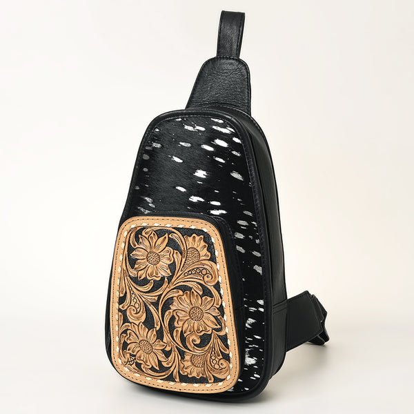 ADBG1146 American Darling Floral Hand Tooled Bag -Hair on Cowhide Sling