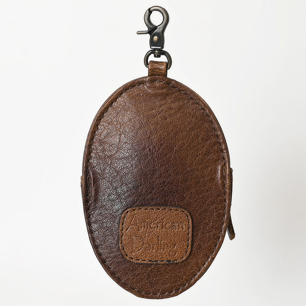 ADBG1411 American Darling Western Genuine Leather Hand-Tooled Wristlet Bag with Buckstitch Detailing