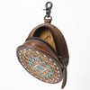 ADBG1411 American Darling Western Genuine Leather Hand-Tooled Wristlet Bag with Buckstitch Detailing