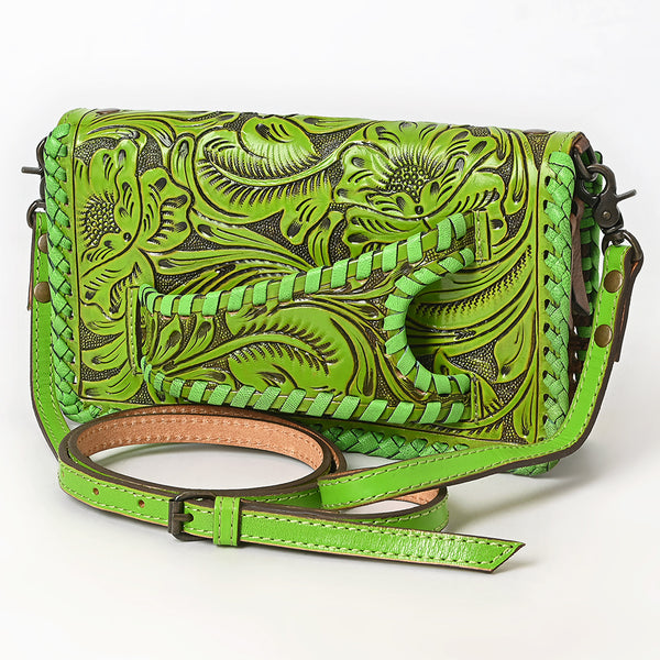 ADBG1228 American Darling Western Hand-Tooled Leather Clutch Bag with Floral Carving