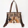 ADBG1113 American Darling Hand-Woven Saddle Blanket Western Tote Bag Genuine Leather Fringe Purse