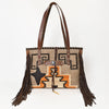 ADBG1113 American Darling Hand-Woven Saddle Blanket Western Tote Bag Genuine Leather Fringe Purse