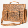 ADBG1417 American Darling Western Genuine Leather Hand-Tooled Floral Briefcase Bag for Work & Travel