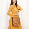 ADBG1418 American Darling Hand-Tooled Western Leather Small Crossbody Bag | Genuine Floral Carved Purse