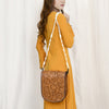 ADBG1418 American Darling Hand-Tooled Western Leather Small Crossbody Bag | Genuine Floral Carved Purse