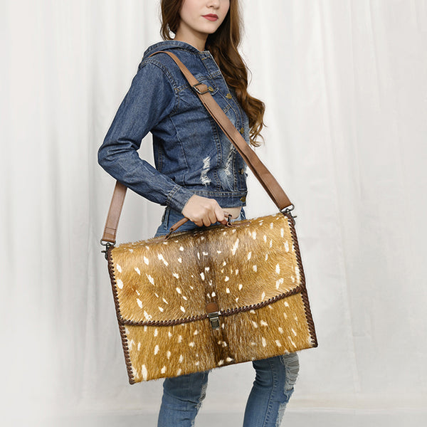 ADBG1420 American Darling Hair-On Cowhide Western Leather Briefcase Bag | Genuine Leather Laptop Work Bag