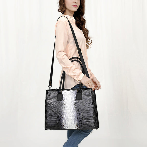 ADBG1422 American Darling Western Genuine Leather Tote Bag Crocodile Embossed Premium Handcrafted Carryall