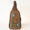 ADBG1425 American Darling Hand-Tooled Western Leather Sling Bag | Genuine Leather Floral Carved