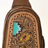 ADBG1425 American Darling Hand-Tooled Western Leather Sling Bag | Genuine Leather Floral Carved