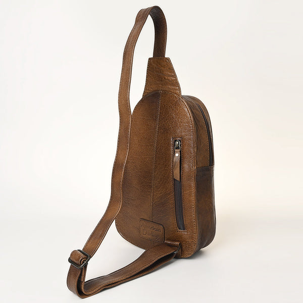 ADBG1425 American Darling Hand-Tooled Western Leather Sling Bag | Genuine Leather Floral Carved