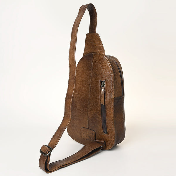 ADBG1425 American Darling Hand-Tooled Western Leather Sling Bag | Genuine Leather Floral Carved