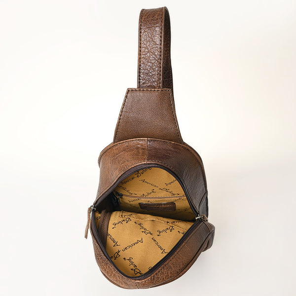 ADBG1425 American Darling Hand-Tooled Western Leather Sling Bag | Genuine Leather Floral Carved