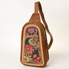 ADBG1425 American Darling Hand-Tooled Western Leather Sling Bag | Genuine Leather Floral Carved