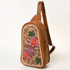 ADBG1425 American Darling Hand-Tooled Western Leather Sling Bag | Genuine Leather Floral Carved
