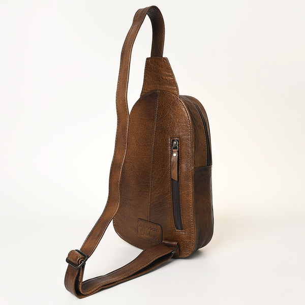 ADBG1425 American Darling Hand-Tooled Western Leather Sling Bag | Genuine Leather Floral Carved