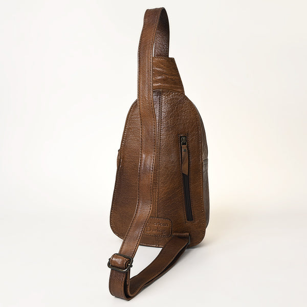 ADBG1425 American Darling Hand-Tooled Western Leather Sling Bag | Genuine Leather Floral Carved