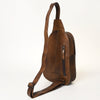 ADBG1425 American Darling Hand-Tooled Western Leather Sling Bag | Genuine Leather Floral Carved