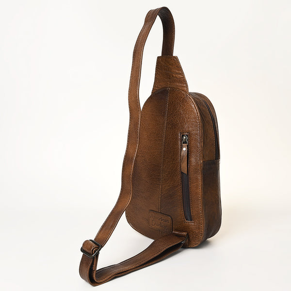 ADBG1425 American Darling Hand-Tooled Western Leather Sling Bag | Genuine Leather Floral Carved