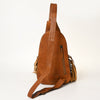 ADBG1425 American Darling Western Leather Sling Bag with Hand-Tooled Detailing & Hair-On Cowhide Fringe | Crossbody