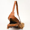 ADBG1425 American Darling Western Leather Sling Bag with Hand-Tooled Detailing & Hair-On Cowhide Fringe | Crossbody
