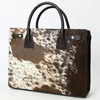 ADBGM382 Hair-On Cowhide Leather Tote Bag with Black Handles - Western Structured Office Handbag