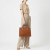 ADBGM383 Structured Brown Leather Tote Bag - Western Minimalist Handbag for Everyday or Office Use