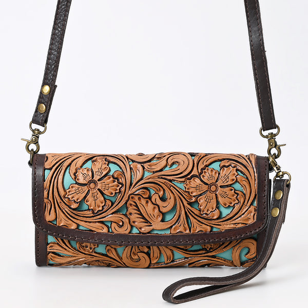ADBGA509 American Darling Western Leather Hand Tooled Floral Carved Small Cross body Bag