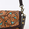 ADBGA509 American Darling Western Leather Hand Tooled Floral Carved Small Cross body Bag