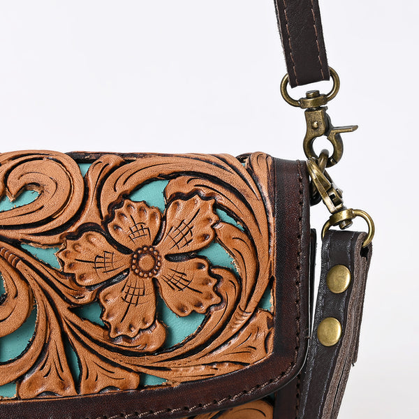 ADBGA509 American Darling Western Leather Hand Tooled Floral Carved Small Cross body Bag