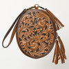 ADBGA516 American Darling Western Leather Hand Tooled Floral Carved Wristlet Bag