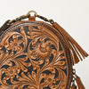 ADBGA516 American Darling Western Leather Hand Tooled Floral Carved Wristlet Bag