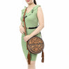ADBGA517 American Darling Western Leather Canteen Bag Hand Tooled Floral With Tassels