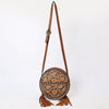 ADBGA517 American Darling Western Leather Canteen Bag Hand Tooled Floral With Tassels