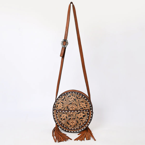 ADBGA517 American Darling Western Leather Canteen Bag Hand Tooled Floral With Tassels