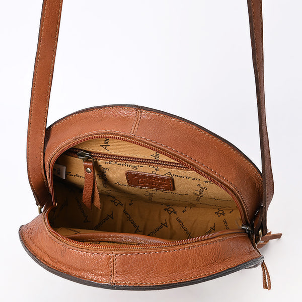 ADBGA517 American Darling Western Leather Canteen Bag Hand Tooled Floral With Tassels
