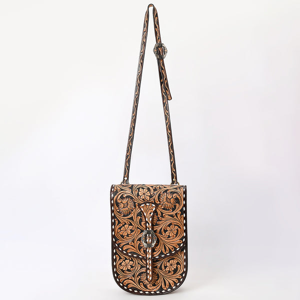 ADBGA522 American Darling Western Leather Hand Tooled Floral Carved Messenger Bag