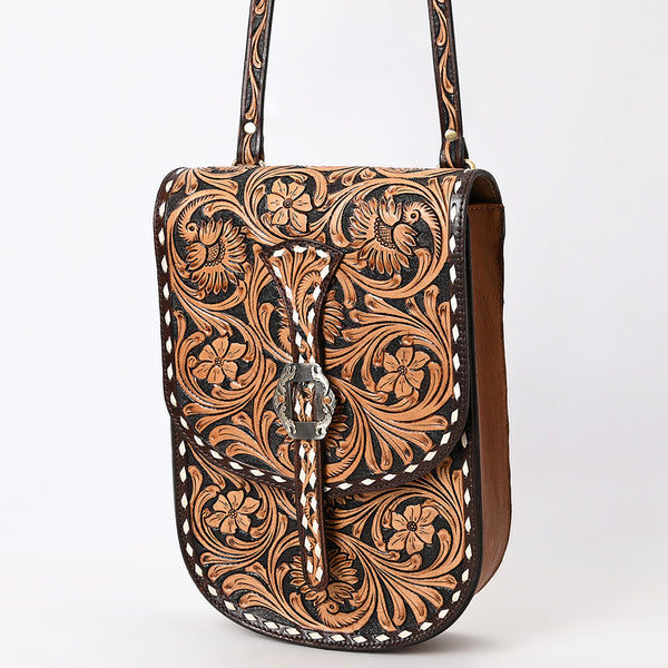ADBGA522 American Darling Western Leather Hand Tooled Floral Carved Messenger Bag