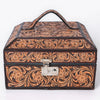 ADBGA523 American Darling Western Leather Hand Tooled Floral Carved Jewelry Case