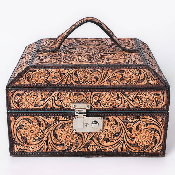 ADBGA523 American Darling Western Leather Hand Tooled Floral Carved Jewelry Case