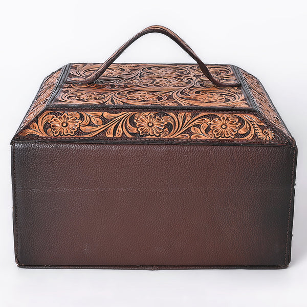 ADBGA523 American Darling Western Leather Hand Tooled Floral Carved Jewelry Case
