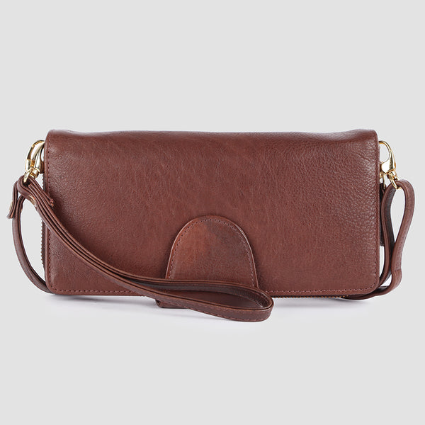 ADBGM393 Pebbled Leather Wristlet Clutch Crossbody - American Darling